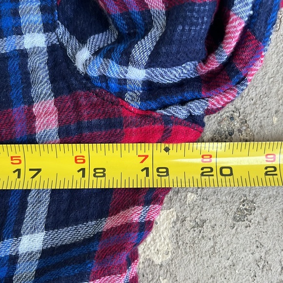 EUC plaid beach lunch lounge collection long sleeve cotton top - Picture 13 of 14